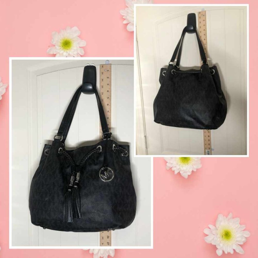 Michael Kors Black Drawstring Tote with Tassel Charm